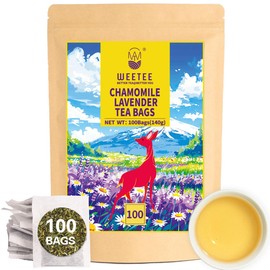 WEETEE Kamille-Lavendel Kräuterteebeutel für die Nacht, 100 Stück Nachttee Beutel, Mischung aus Kamille, Lavendelblüten und Zitronenmelisse, koffeinfrei, wohltuend und entspannend für eine gute Nacht