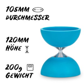 Diabolo Freizeitsport Juggling Set Basic (Turquoise) - Diabolo with Aluminium Handsticks, Replacement Cord, Instructions. Perfect for Children, Beginners & Beginners