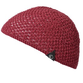 CHARM Mesh 100% Cotton Islamic Hat, One Size Fits Most, 7 Colors Available, Hand-Knitted, Shallow, Solid, Stylish, Knit Hat, red