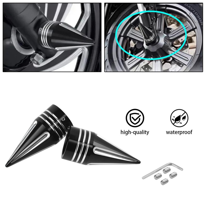 AQIMY 2pcs CNC Front Axle Nut Cover Aluminum Alloy Black