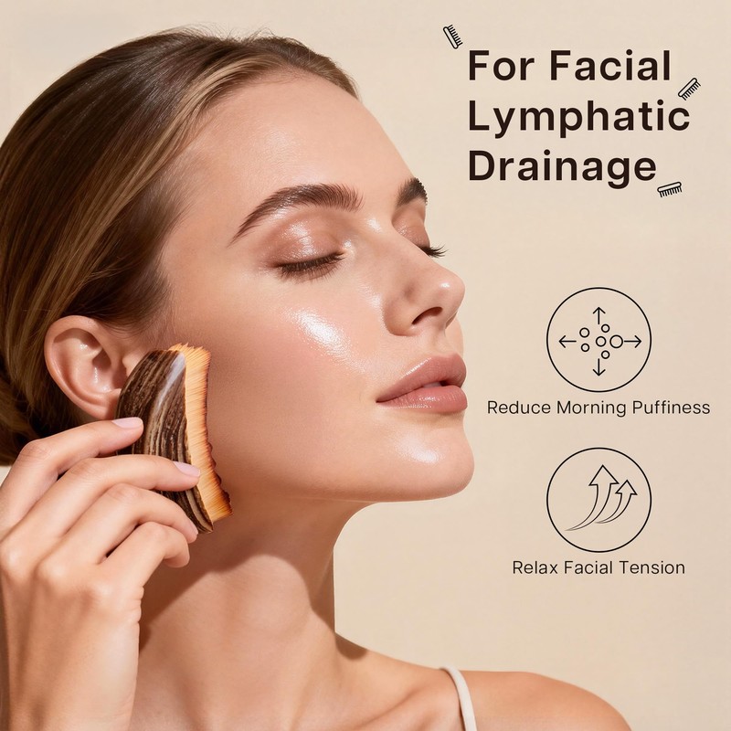 TINYLENS Lymphatic Contour Face Brush, V-Shape Lymphatic Drainage Brush for