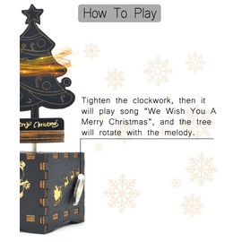 Sooharic Christmas Music Box, Musical, Rotatable Wooden Music Box Clockwork Mechanism, Xmas/Party/Room Decorations