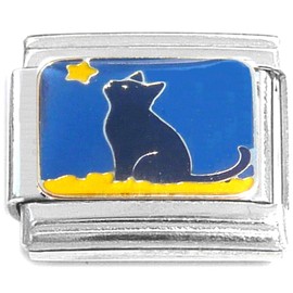 Cute Black Cat Star Sky Italian Charm