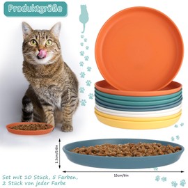 Apricitie 10 Stück Fressnapf Katze Futternapf Katzenschüssel Flach Katzennapf 5,9 Zoll Runder Flache Katzennäpfe Bunt Katzenfutter Napfset für Trockenfutter und Nassfutter