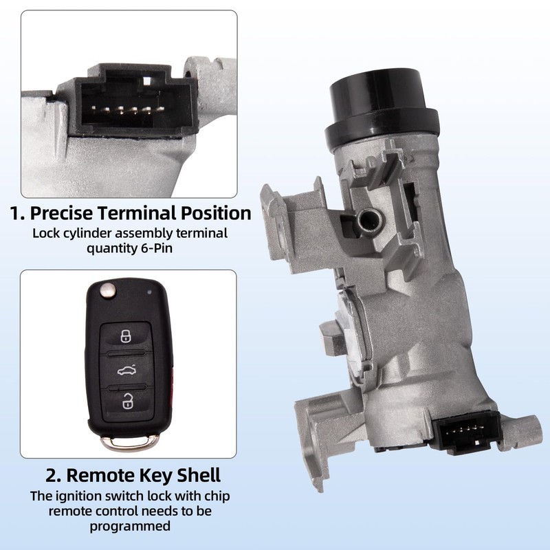 1K0905851 Ignition Switch Lock Cylinder Assembly with Intelligent Key Shell