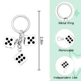 TUCEWP Dice Keychain for Women Men Funny Resin Dice Cube Key Chain Goth Punk White Dice Tassel Keyring Holder for Handbag Backpack Charms Cute Purse Bag Car Accessories Birthday Christmas Gift