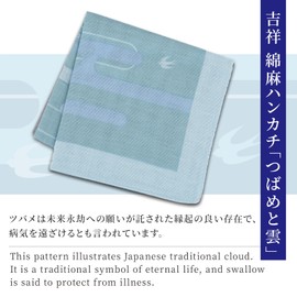Noren Men's Cotton Linen Handkerchief, 18.5 inches (47 cm), 80% Cotton, 20% Linen, Women's, Cotton Handkerchief, 19.7 inches (50 cm), 100% Cotton, Made in Kyoto, Auspicious Pattern, Auspicious
