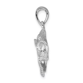 Million Charms 925 Sterling Silver Polished Jumping Bass Fish Necklace Charm Pendant Unisex