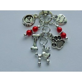Handmade POODLE DOG BEST FRIEND PAW PRINT KEY CHAIN CLIP FOR PURSE FOB BACKPACK BAG CHARM