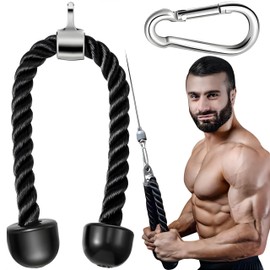 Retoo Nylon Triceps Rope Twisted Rope Pull Down Triceps Rope with Non-Slip Handles Biceps Triceps Gym or Home Black