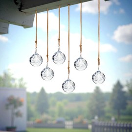 1.57in Crystal Ball Prisms Hanging Ornament 6pcs Hanging Crystals Decorations for Chandelier Window Home Mother's Day Decor