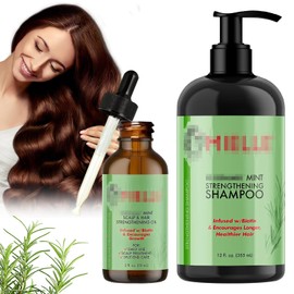 TZQFROCE Rosmarin Shampoo Rosmarinöl Haare Rosmarin Shampoo Damen 335ml und 59ml Rosmarin Oil Shampoo Haare Shampoo Damen Locken Veganes Rosmarin Shampoo für Frauen Männer