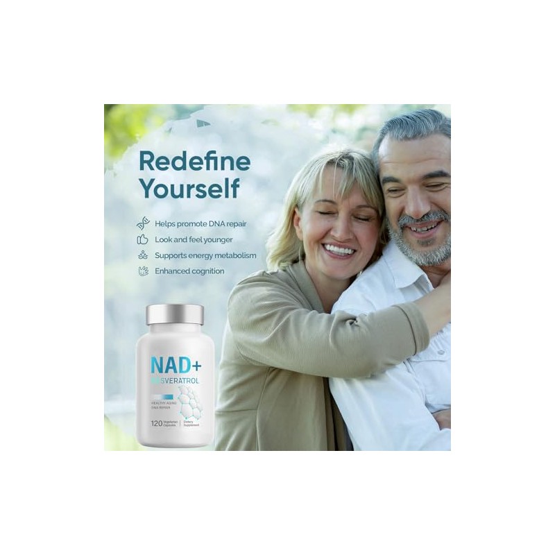 NAD+ Supplement 1000mg, 120 Count High Purity NAD+ for Cellular