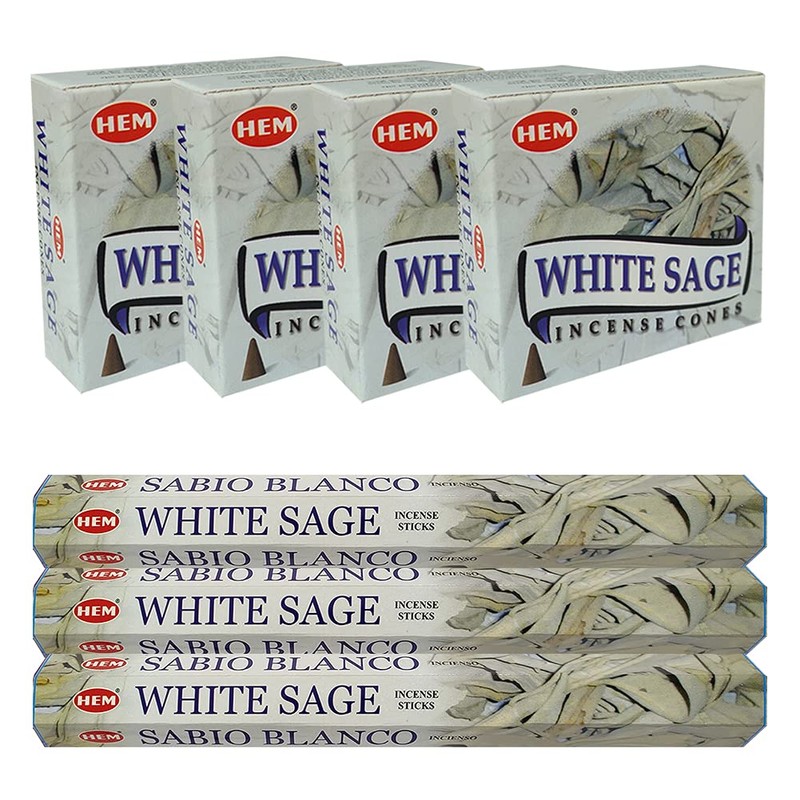 White Sage Incense Sticks and Cone Incense Holder Variety Pack