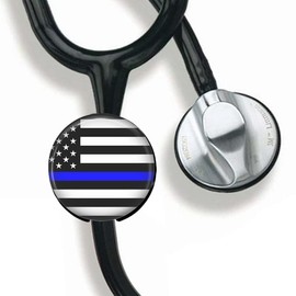 CHNLML Stethoscope Name Tag Nurse Doctor Stethoscope ID Tag Customized Steth ID Tag (Blue Thin Line Flag)