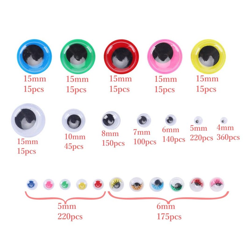 HappyHome Doll Eyes, Moving Eyeball Stickers, Set of 1,500, Round,