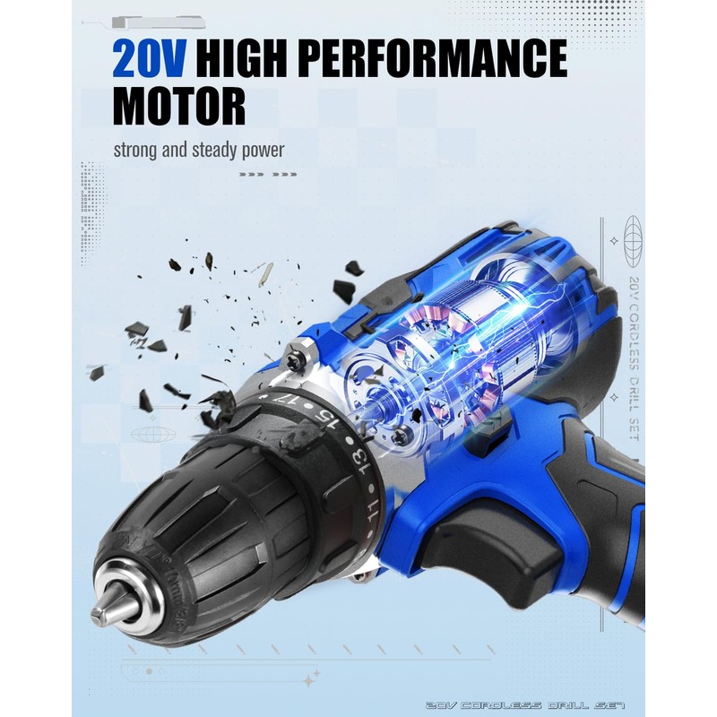 AVID POWER 20V MAX Power Drill Kit, Cordless Drill Set