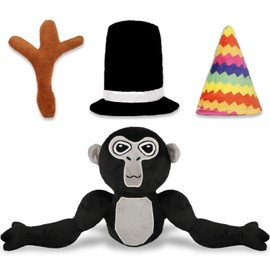 Ainvliya Gorilla Monkey Plush Toy- Soft Plushie Stuffed Animal Toys Gorilla Doll with Hats and Branch Scepter Plush Throw Pillow Doll for Game Lovers Fans Kids Adult Playing Sleeping Collection Gift