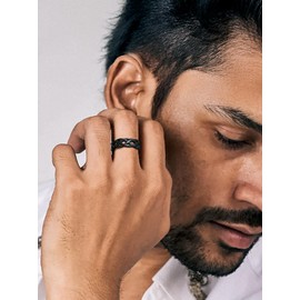 7MM Wide Celtic Knot Ring for Men Grey Braided Knotted Band Rings Vintage Jewelry