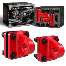 AUTMATCH D Ring Shackle Mount with Backer Plate (2 Pack) - Bolt On Clevis Mount Bumper Shackle Bracket, Max 24T (52,910 Lbs) for Bumper, Bucket, Trailer,Truck, Red