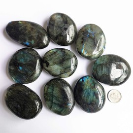 "N/A" Natural Labradorite Irregular Polished Crystals and Healing Stones, Worry Stone Pebble Chakra(81-100g)