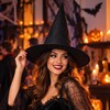Black Witch Hat for Halloween Costumes – Foldable Cloth Wizard