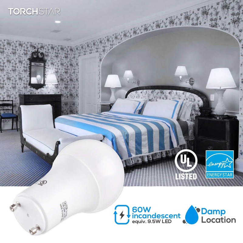 TORCHSTAR Dimmable GU24 Base LED Light Bulb, 800lm A19 Shape
