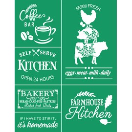 DGAGA Self Adhesive Silk Screen Printing Stencil Mesh Stencils Farmhouse Kitchen Theme Reusable Silk Screen Stencils for DIY Coffee bar Bakery Signs, Fabric,Home Decor, Crafts Chalks, Chalk Paste
