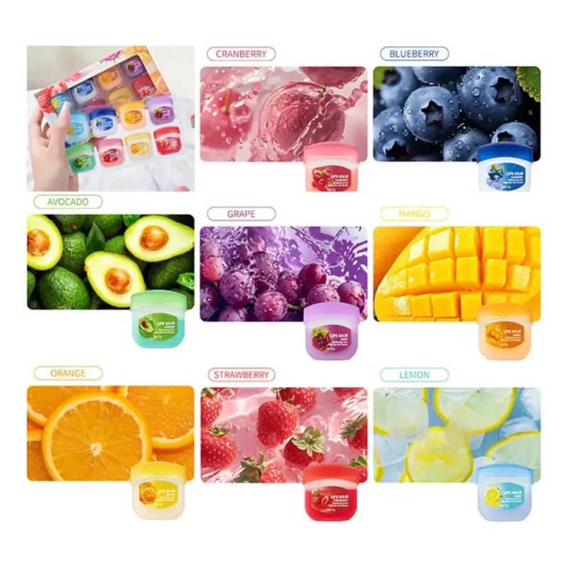 8 Balsamo Labial Pomada Frutas Aroma Hidratante Mix Sabores