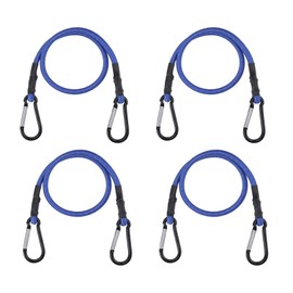 4Pcs 24 Inch Bungee Cord with Carabiner Clip, Superior Rubber Heavy Duty Straps Strong Elastic Rope for Outdoor Tent, Luggage Rack, Camping, Cargo, Bike, Transporting, Storage (Blue)