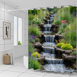 Landscape Shower Curtains Park Flower Plant Bathroom Decor 70.8 x 70.8 ines