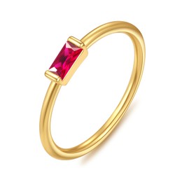 ZHESHY Gold Silver Ring for Women Birthstone 14K Gold-Plated Engagement Ring Promise Solitaire Thumb Ring with Gemstone Garnet Citrine Peridot Rings Golden Stacking Rings for Women Gift Size 52-64,