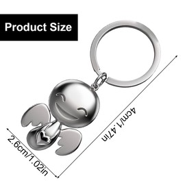 WUSJCOF 1 Stück Schutzengel Schlüsselanhänger Happy - Niedlicher Engel Anhänger,Unisex,aus Metall,Geschenk Glücksbringer Auto Führerschein(Silber)