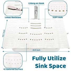 Bathroom Sink Cover for Counter Space, Sink Mat Foldable Sink Cover, Silicone Makeup Organizer Mat Space Saver, Small Bathroom & Rv Camper Travel Must Haves Accessories - Large, Pearl