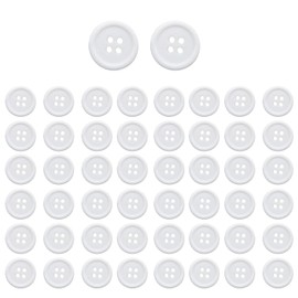 Leliafleury 100Pcs White Resin Buttons 15mm Round Button Sewing Buttons 4 Holes Buttons for Clothes Sewing DIY Craft Projects