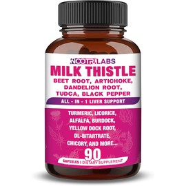 All-in-1 Highest Potency Milk Thistle NAC BeetRoot Artichoke Dandelion Root - Liver Health Support, Cleanse Detox & Repair, Antioxidant, Plus TUDCA Choline and Ginger - 90 Vegan Capsules