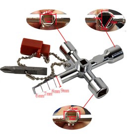 4 in 1 Cross Switch Key Wrench Universal Square Triangle Screwdriver, Multi-Functional Utilities Key for Electric Doors Opening Key Zinc Alloy