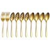 HOMQUEN Gold 10-Piece Serveware Cutlery Set, Stainless Steel Serving Utensil