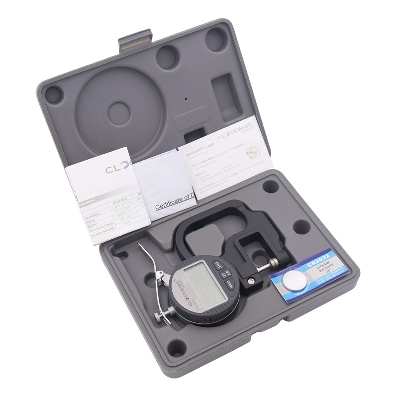 Clockwise Tools Digital Thickness Gauge, DTNR-0055 0-0.4 inch/10mm, 0.00005"/0.001mm Resolution