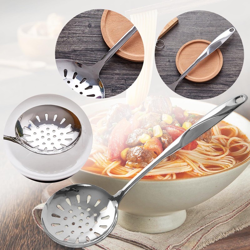 Stainless Steel Slotted Spoon, Straining Spoon with Oval Handle, Comfort