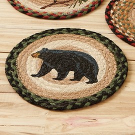 Black Bear Round Jute Trivet