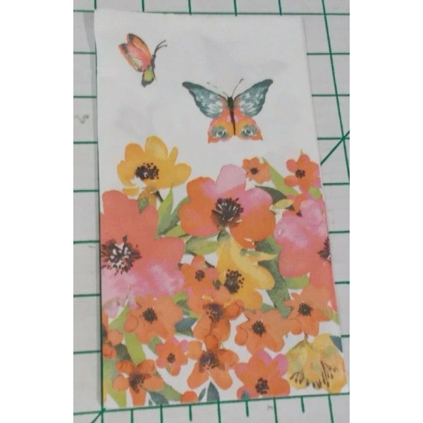 Unbranded Two Decorative Hostess Napkins for Decoupage "Spring Fling Butterflies"
