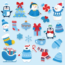 20 PCS Winter Thick Gel Clings Stickers Winter Christmas Window Gel Clings Decals Stickers for Kids Toddlers and Adults Home Airplane Classroom Nursery Holiday Party Supplies Decorations