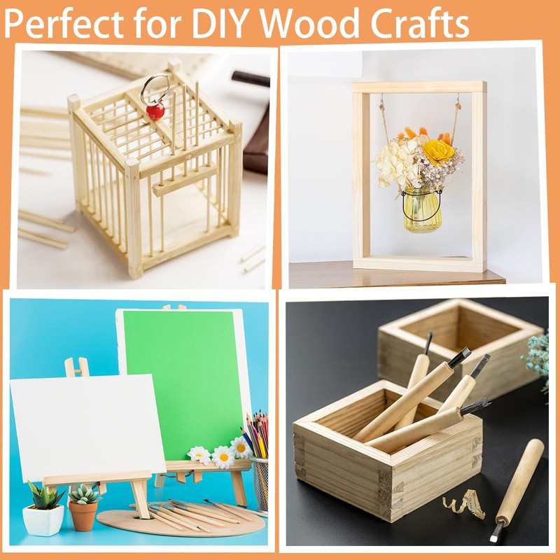 Benvo Balsa Wood Sticks Square Wooden Dowels Unfinished Hardwood Strips