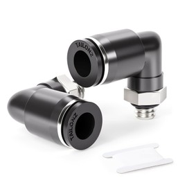 TAILONZ PNEUMATIC Male Elbow 6mm Tube OD x M6 Thread 90 Push to Connect Fittings PL6-M6 (Pack of 2)