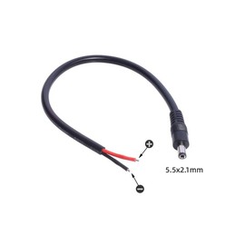 2 Pack DC Power Pigtails Cable, DC 5.5mm x 2.1mm Male Plug to Bare Wire Open End Power Wire Supply Repair Cable for Security Camera DVR LED Strip Light Etc