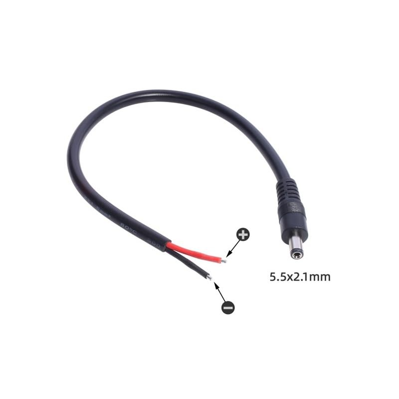 2 Pack DC Power Pigtails Cable, DC 5.5mm x 2.1mm
