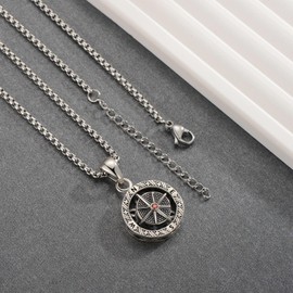 Shinkhis Graduation Gifts for Him-Compass Necklace for Men 925 Sterling Silver Graduation Friendship Talisman Travel Rotatable Necklace Inspirational Graduation Valentine's Day Gift