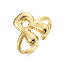Winssigma 18K Gold Plated Initial Adjustable Ring for Women(R)