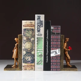 SQAQS Heavy Duty Banksy Couple Bookends Creative Bookends, Bookends, Decorations, Living Room Decorations, Handicrafts (Gold) for Study Room, Living Room Decorations Decorations Crafts Gifts, Non-Slip